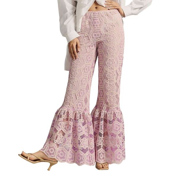 Anna Sui for Free People Floral Lace Pants, Size L, New w/o Tag MSRP $559 - Picture 1 of 13